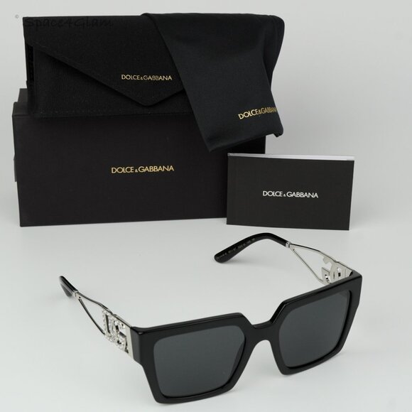 BRAND NEW D&G DG4446B 501/87  Black Silver Dark Gray Square Women Sunglasses main image 5